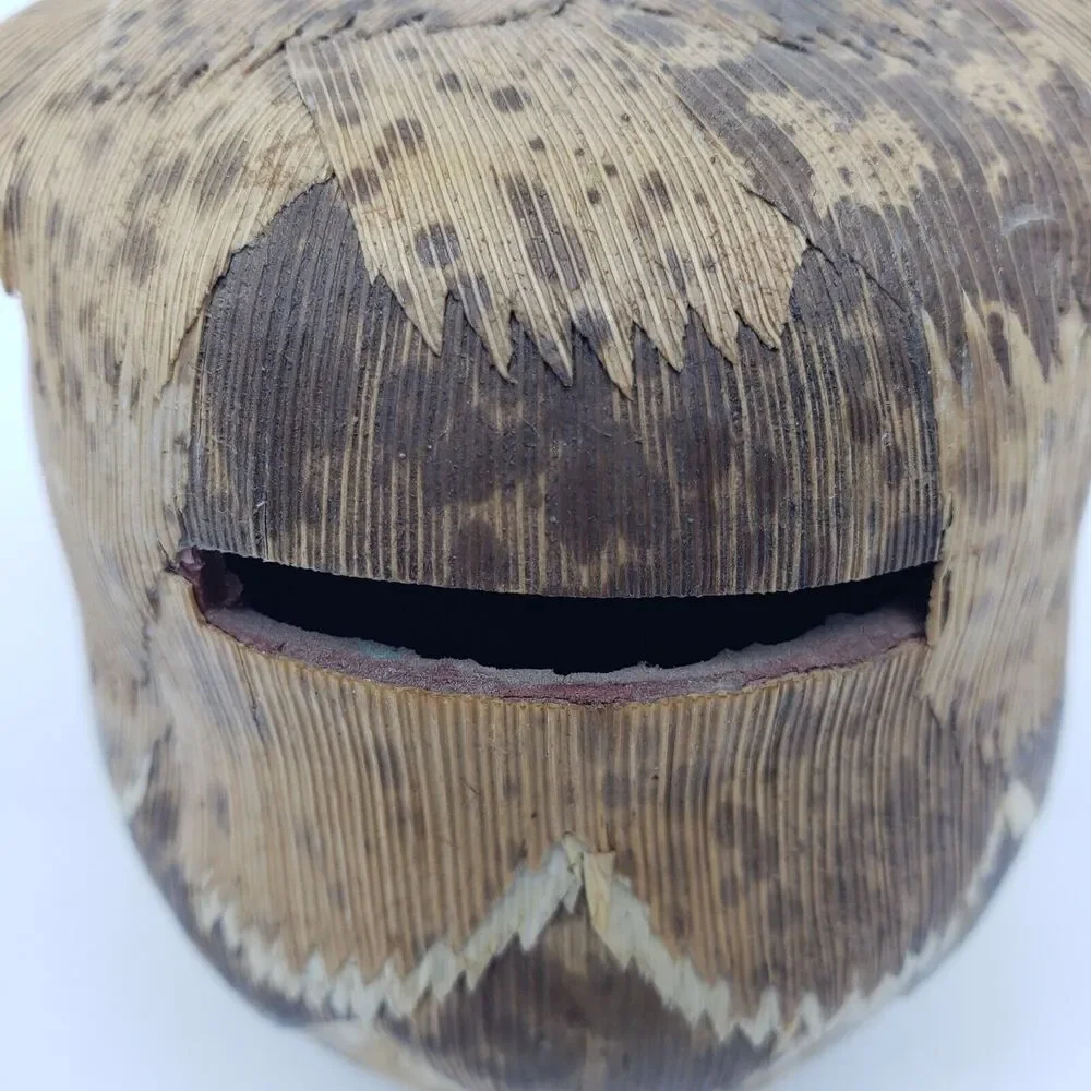 Japanese Wooden Tree Bark Crafted Owl‎ Bank Fukuro Statue Lucky Figure